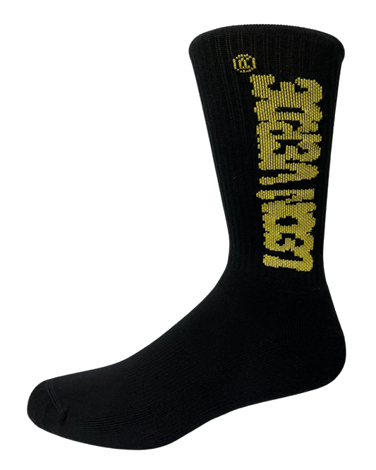 Calcetín ¨TEXTO¨  Negro/Amarillo