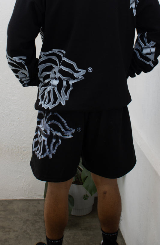 Short de felpa ¨SILVER¨ negro